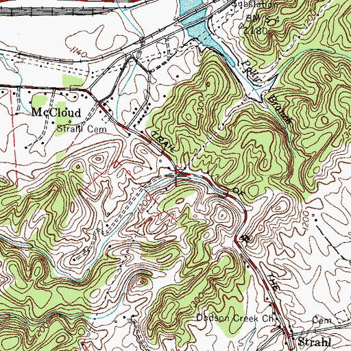 Topographic Map of Copp Hollow, TN