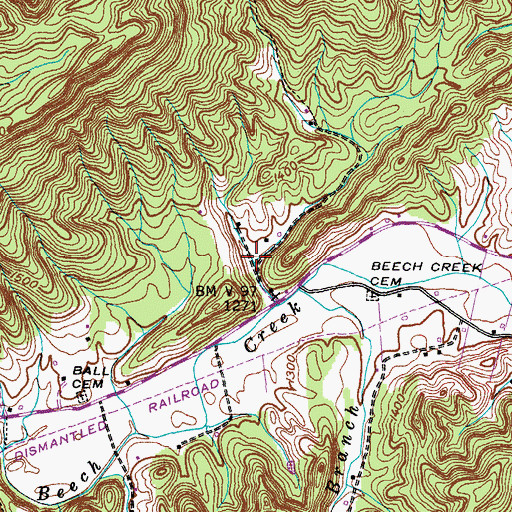 Topographic Map of Harris Hollow, TN