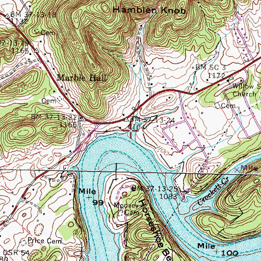 Topographic Map of Helton Hollow, TN