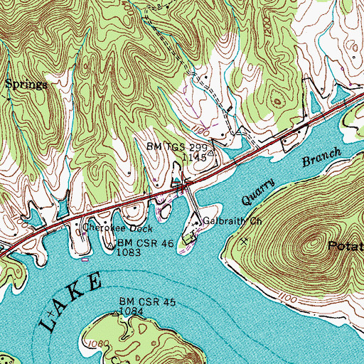 Topographic Map of Jesus Church, TN