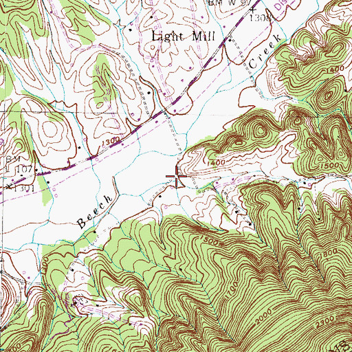 Topographic Map of Light Hollow, TN