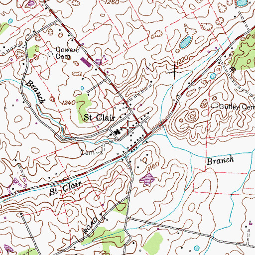 Topographic Map of Saint Clair Park, TN