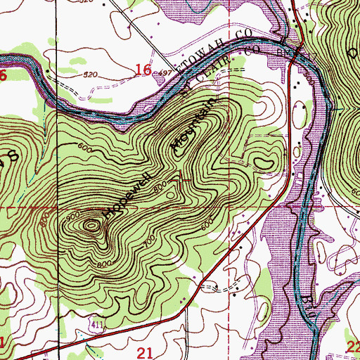 Topographic Map of Hopewell Mountain, AL