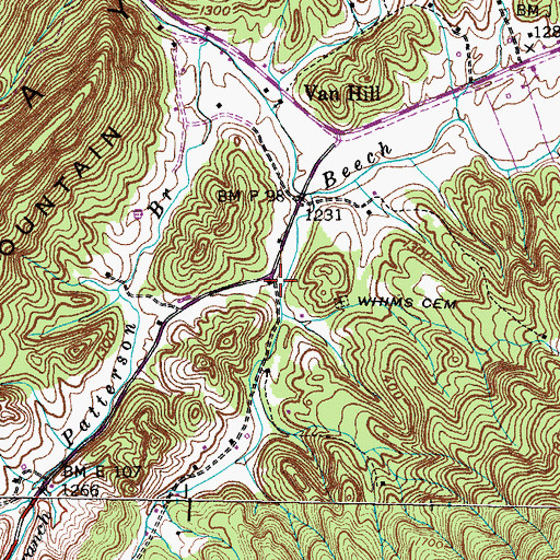 Topographic Map of Widow Hollow, TN