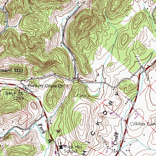 Topographic Map of Winegar Hollow, TN
