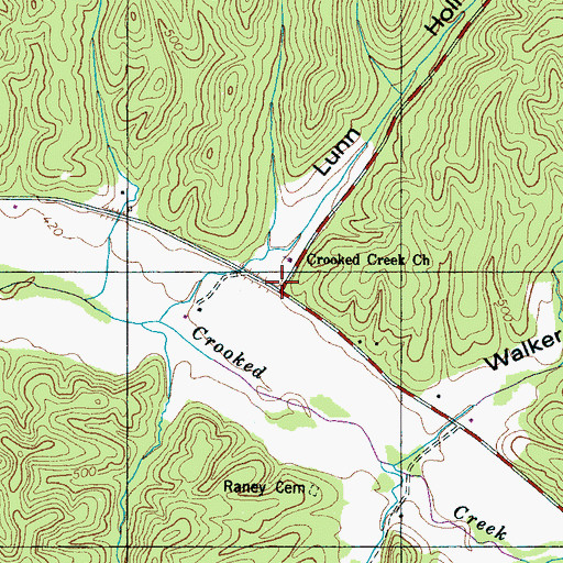 Topographic Map of Crooked Creek, TN