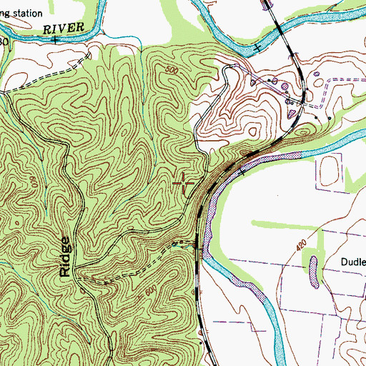 Topographic Map of Cunningham Ridge, TN