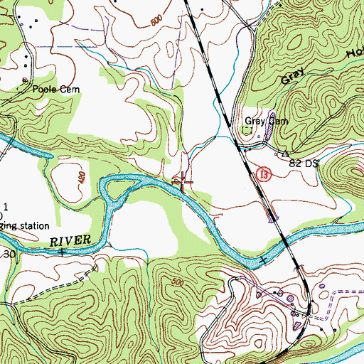 Topographic Map of Simmons Creek, TN
