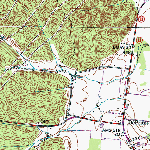 Topographic Map of Toad Hollow, TN