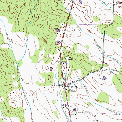 Topographic Map of Mud Creek, TN