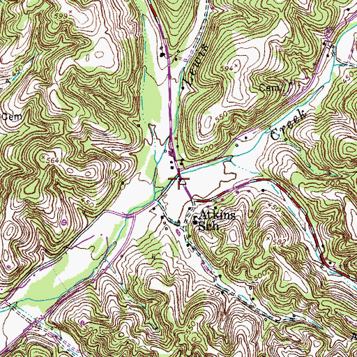 Topographic Map of Atkins, TN