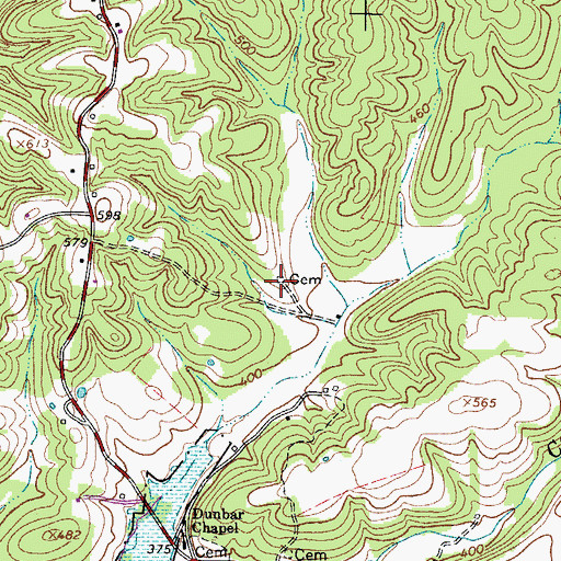 Topographic Map of Haus Cemetery, TN
