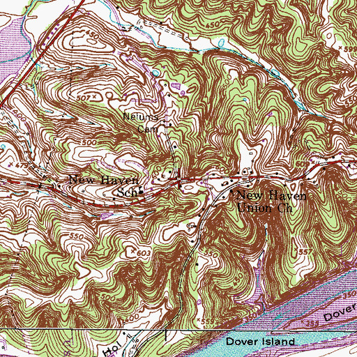 Topographic Map of New Haven, TN