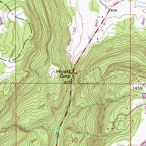 Topographic Map of Hyatt Gap, AL
