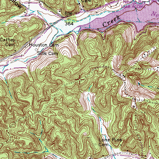 Topographic Map of Nolin Ridge, TN
