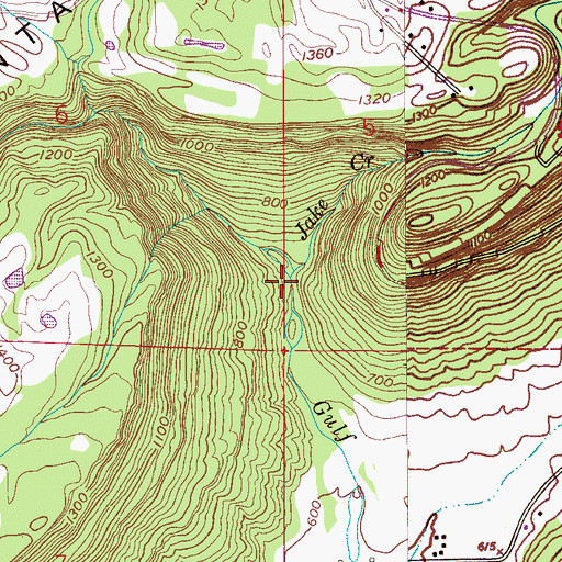 Topographic Map of Jake Creek, AL