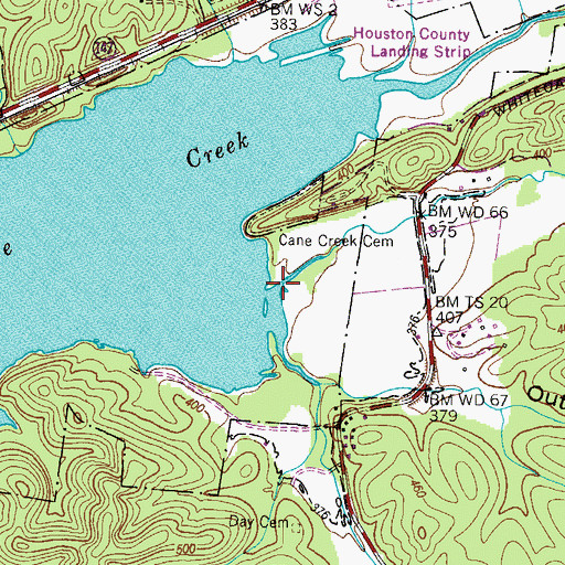 Topographic Map of Dry Hollow Branch, TN