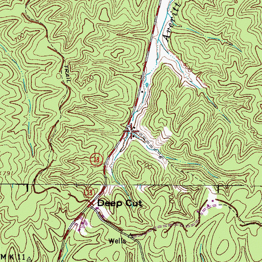 Topographic Map of Dobbs Hollow, TN