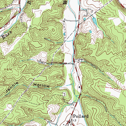 Topographic Map of Boone Hollow, TN