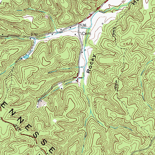 Topographic Map of Weaver Hollow, TN