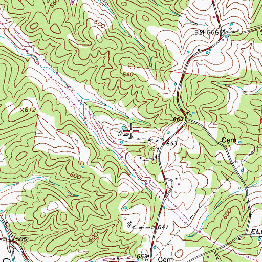 Topographic Map of Moore Cemetery, TN