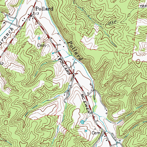 Topographic Map of Winters Hollow, TN