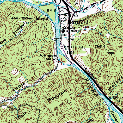 Topographic Map of Trail Hollow Branch, TN