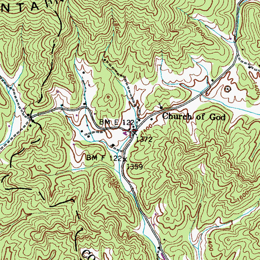 Topographic Map of Sunset Gap, TN