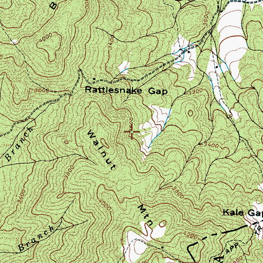 Topographic Map of Walnut Mountain Trail, TN