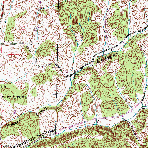 Topographic Map of Palmer Hollow, TN