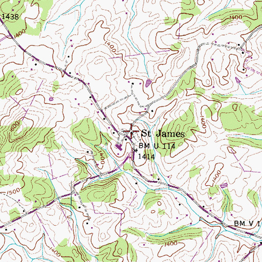 Topographic Map of Saint James Church, TN