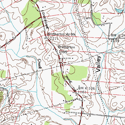 Topographic Map of Brotherton, TN
