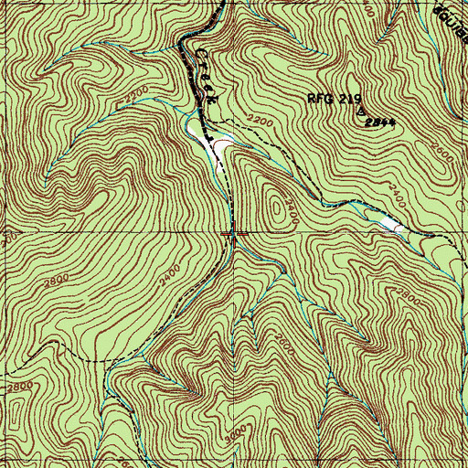Topographic Map of Sarvis Cove Creek, TN
