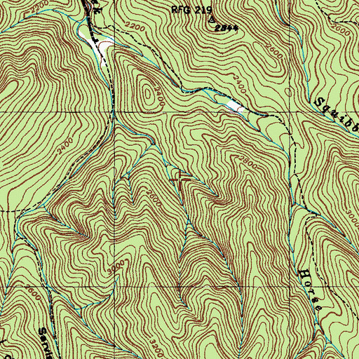 Topographic Map of Petes Branch Trail, TN