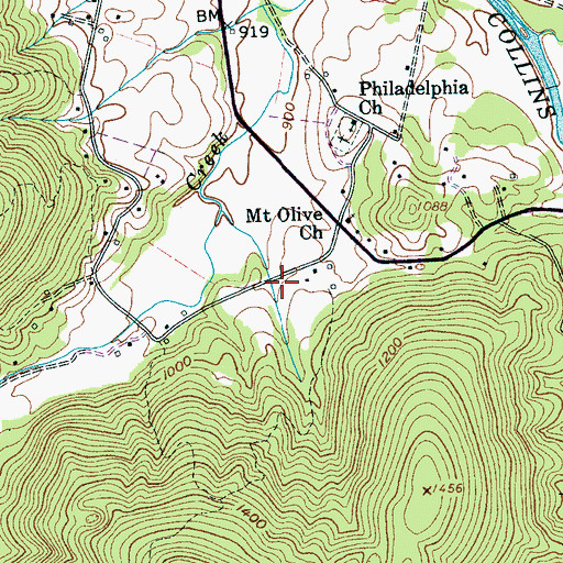 Topographic Map of Gross Cove, TN