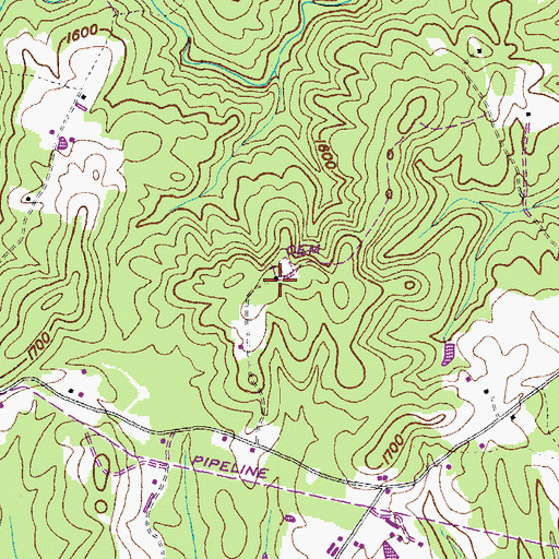 Topographic Map of Adams Hill Church, TN