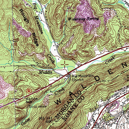 Topographic Map of Big Mountain Hollow, TN
