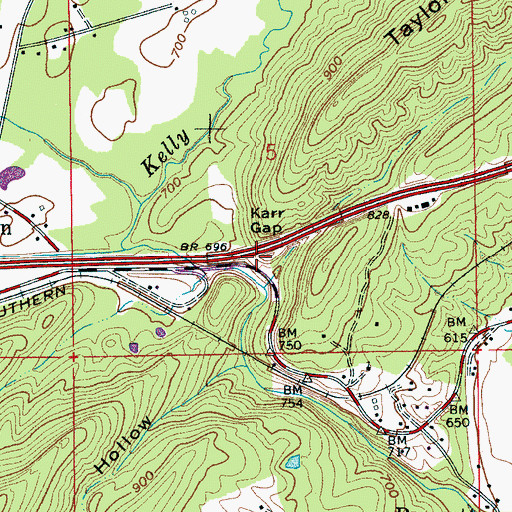 Topographic Map of Karr Gap, AL