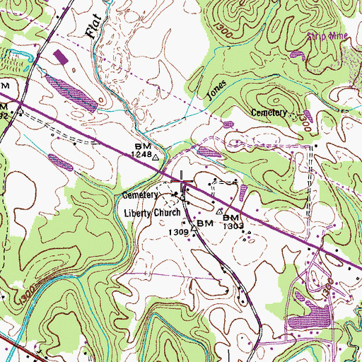 Topographic Map of Liberty, TN