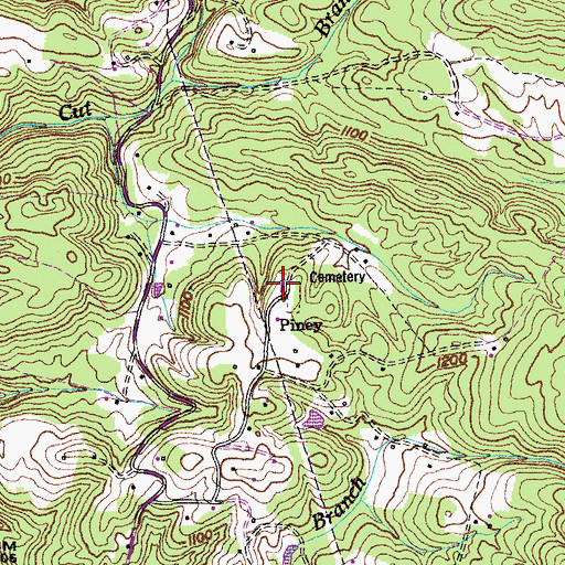 Topographic Map of Piney Church, TN