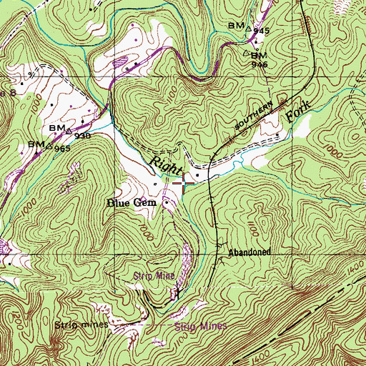 Topographic Map of Russell Hollow, TN