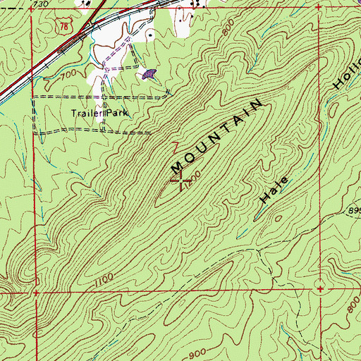 Topographic Map of Karr Mountain, AL