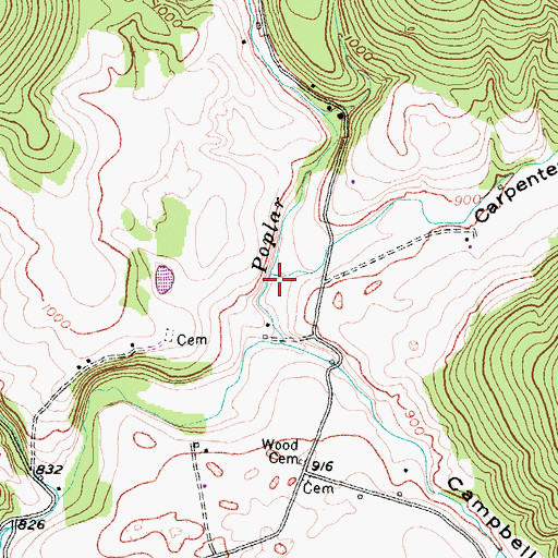 Topographic Map of Carpenter Hollow Branch, TN