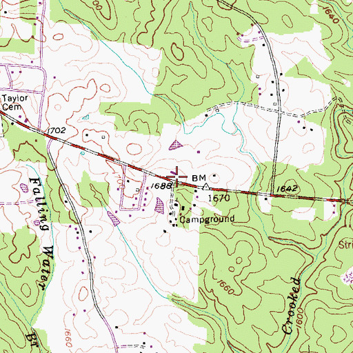 Topographic Map of Cumberland Grove, TN