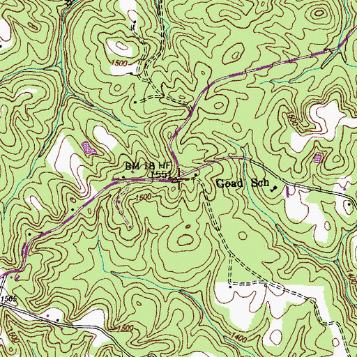Topographic Map of Goad, TN