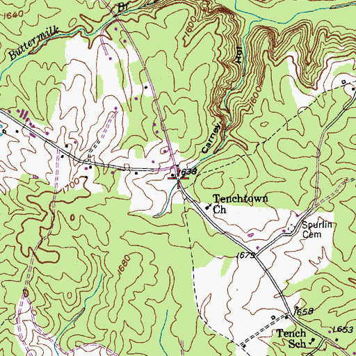 Topographic Map of Tench, TN