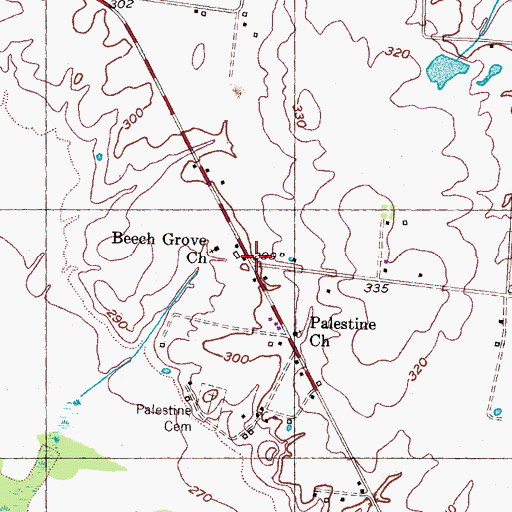Topographic Map of Beech Grove, TN