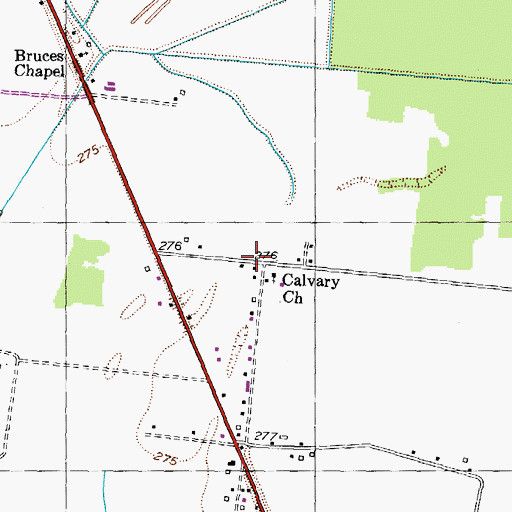 Topographic Map of Calvary, TN
