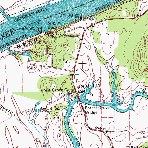 Topographic Map of Forest Grove, TN