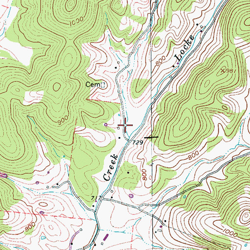 Topographic Map of Bryson Hollow, TN